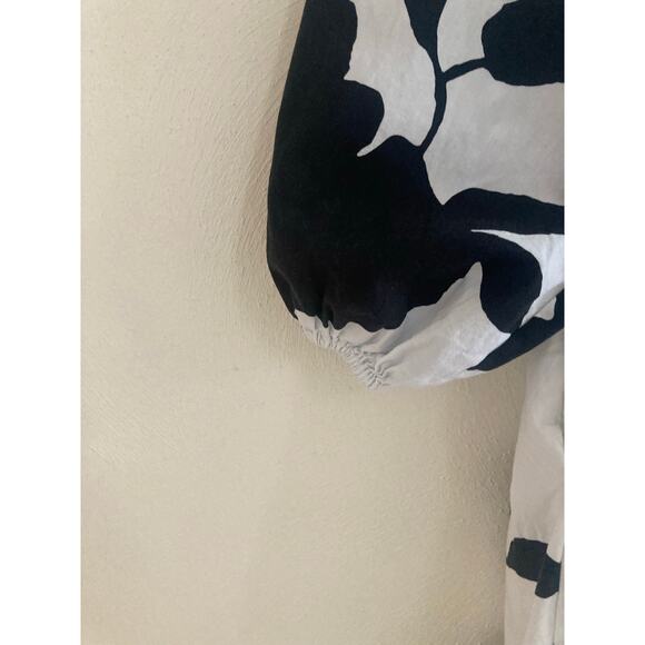 Anthropologie X Jo Faulkner Button-Front Black White Floral Asymmetrical Dress S - Picture 5 of 12